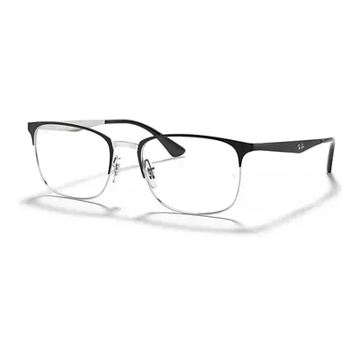 Ray-Ban Eyeglasses Unisex Rb6421 Optics - Black On Silver Frame Clear Lenses Polarized 54-18