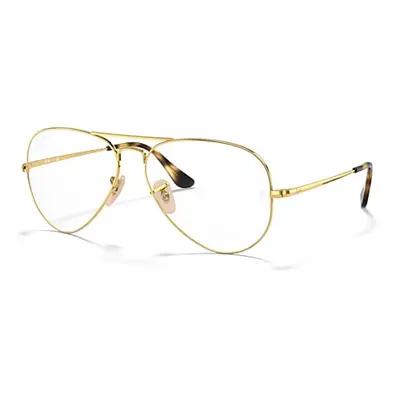 Ray-Ban Eyeglasses Unisex Aviator Optics - Arista Gold Frame Clear Lenses 55-14