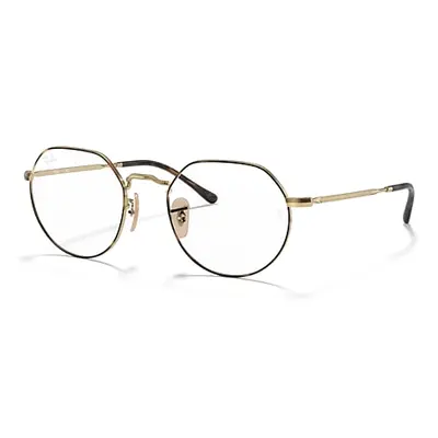 Ray-Ban Eyeglasses Unisex Jack Optics - Shiny Gold Frame Clear Lenses Polarized 49-20