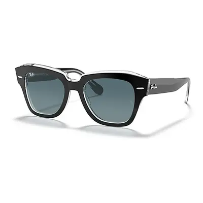 Ray-Ban Sunglasses Unisex State Street - Black On Transparent Frame Blue Lenses 52-20