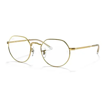 Ray-Ban Eyeglasses Unisex Jack Optics - Shiny Gold Frame Clear Lenses 49-20