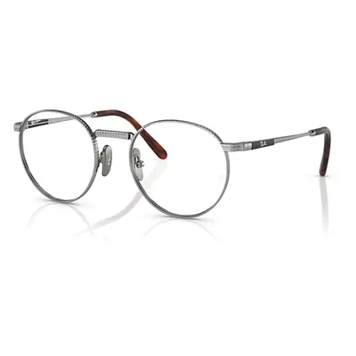 Ray-Ban Eyeglasses Unisex Round II Titanium Optics - Silver Frame Clear Lenses Polarized 47-20