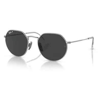 Ray-Ban Sunglasses Unisex Jack Titanium - Silver Frame Black Lenses Polarized 53-20