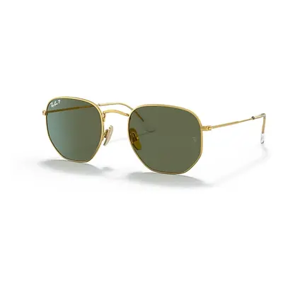 Ray-Ban Sunglasses Unisex Hexagonal Titanium - Gold Frame Green Lenses Polarized 51-21