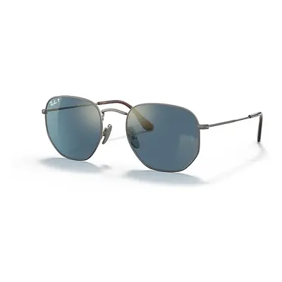 Ray-Ban Sunglasses Unisex Hexagonal Titanium - Gunmetal Frame Blue Lenses Polarized 54-21