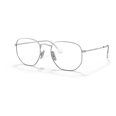 Ray-Ban Eyeglasses Unisex Hexagonal Titanium Optics - Silver Frame Clear Lenses Polarized 51-21