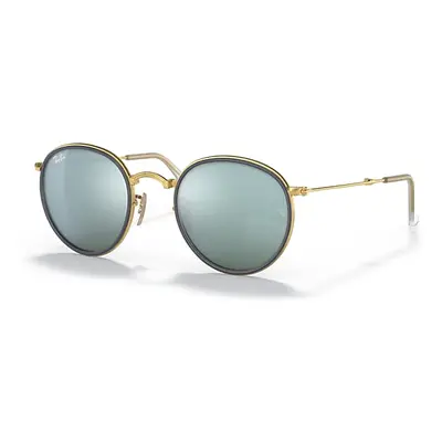 Ray-Ban Sunglasses Man Round Folding - Gold Frame Silver Lenses 51-22