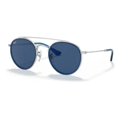 Ray-Ban Sunglasses Children Round Double Bridge Kids - Silver Frame Blue Lenses 46-21