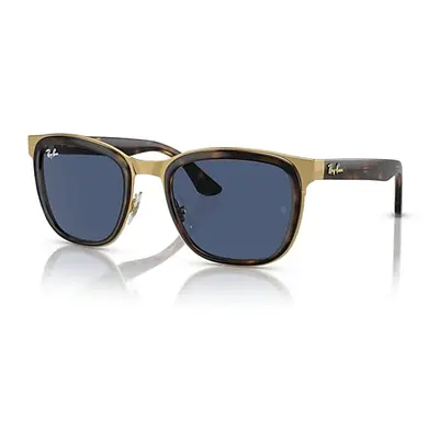 Ray-Ban Sunglasses Unisex Clyde - Havana On Gold Frame Blue Lenses 53-22