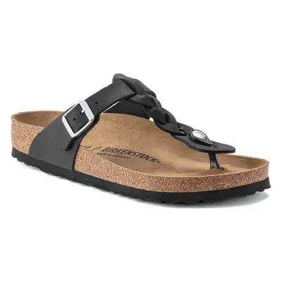 Birkenstock Gizeh Oiled Leather Black Narrow Fit