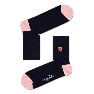 Happy Socks Ribbed Embroidery Strawberry 1/2 Crew Sock