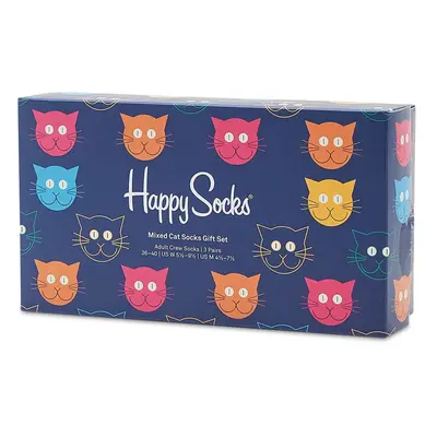 Happy Socks 3-Pack Mixed Cat Socks Gift Set