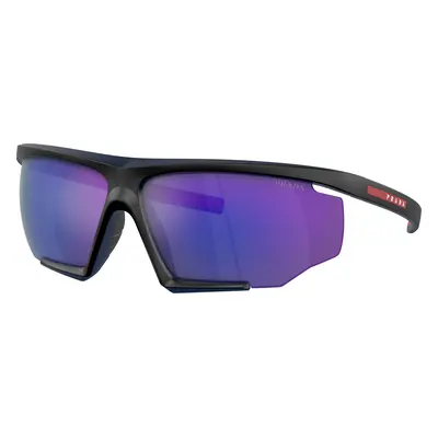 Prada Linea Rossa Man Sunglass PS 07YS - Frame color: Black/Red Rubber, Lens color: Blue Mirror