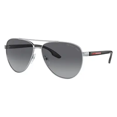 Prada Linea Rossa Man Sunglass PS 52YS - Frame color: Silver, Lens color: Black Grey Polar