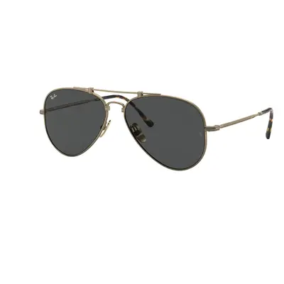 Ray-Ban Unisex Sunglass RB8125 Aviator Titanium - Frame color: Antique Gold, Lens color: Grey