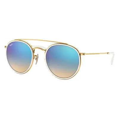 Ray-Ban Unisex Sunglass RB3647N Round Double Bridge - Frame color: Arista Gold, Lens color: Blu