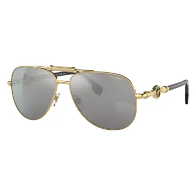 Versace Unisex Sunglass VE2236 - Frame color: Gold, Lens color: Polarized Grey Mirror Silver