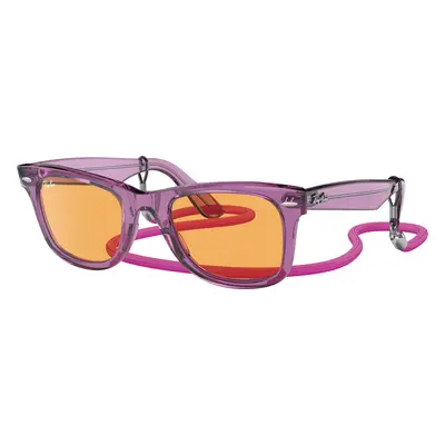 Ray-Ban Unisex Sunglass RB2140 Original Wayfarer Colorblock - Frame color: Transparent Violet, 