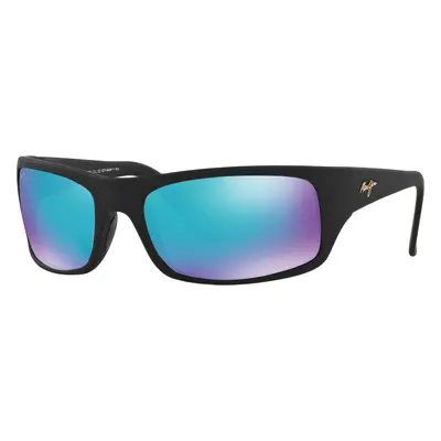 Maui Jim Unisex Sunglass Peahi - Frame color: Black Matte Rubber, Lens color: Blue Hawaii Mirro