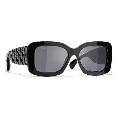 Chanel Woman Sunglass Rectangle Sunglasses CH5483 - Frame color: Black, Lens color: Grey