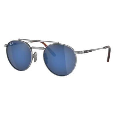 Ray-Ban Unisex Sunglass RB8237 Round II Titanium - Frame color: Silver, Lens color: Grey Blue