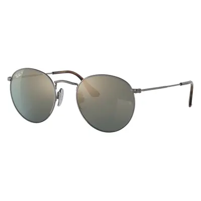 Ray-Ban Unisex Sunglass RB8247 Round Titanium - Frame color: Gunmetal, Lens color: Blue/Gold