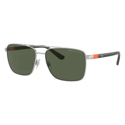 Polo Ralph Lauren Man Sunglass PH3137 - Frame color: Shiny Silver, Lens color: Polar Dark Green