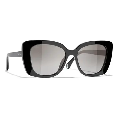 Chanel Woman Sunglass Rectangle Sunglasses CH5504 - Frame color: Black, Lens color: Gray