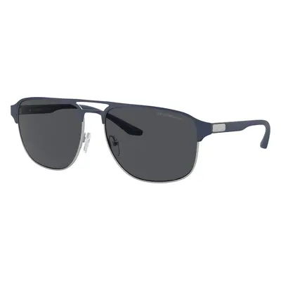 Emporio Armani Man Sunglass EA2144 - Frame color: Matte Silver/Bluette, Lens color: Dark Grey