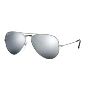 Ray-Ban Unisex Sunglass RB3025 Aviator Mirror - Frame color: Silver, Lens color: Dark Grey