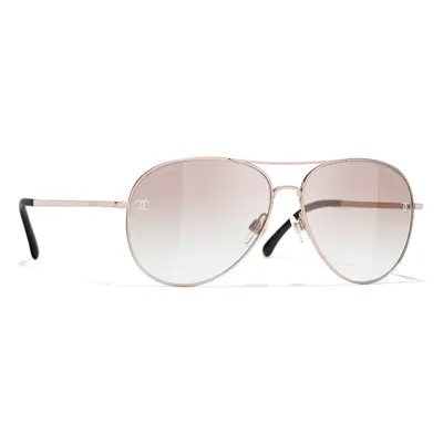 Chanel Woman Sunglass Pilot Sunglasses CH4189TQ - Frame color: Pink Gold, Lens color: Beige