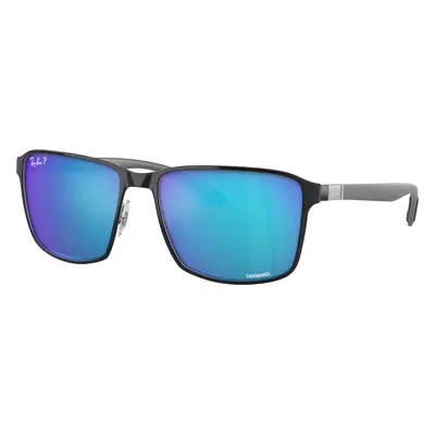 Ray-Ban Unisex Sunglass RB3721CH Chromance - Frame color: Black On Silver, Lens color: Blue