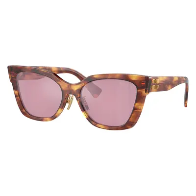 Miu Miu Woman Sunglass MU 02ZS - Frame color: Striped Tobacco, Lens color: Bordeaux