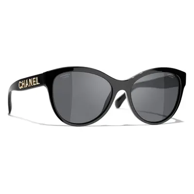 Chanel Woman Sunglass Butterfly Sunglasses CH5458 - Frame color: Black, Lens color: Grey