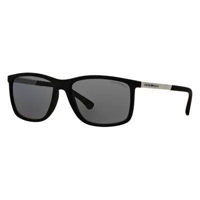 Emporio Armani Man Sunglass EA4058 - Frame color: Rubber Black, Lens color: Grey Polarized