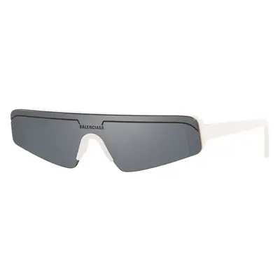 Balenciaga Unisex Sunglass BB0003S - Frame color: White Shiny, Lens color: Silver