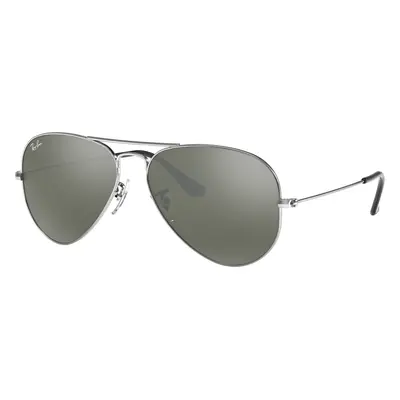 Ray-Ban Unisex Sunglass RB3025 Aviator Mirror - Frame color: Silver, Lens color: Grey