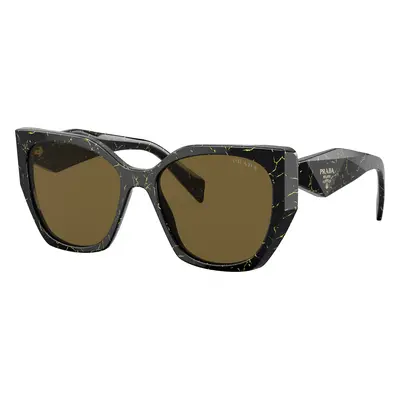 Prada Woman Sunglass PR 19ZS - Frame color: Black/Yellow Marble, Lens color: Dark Brown