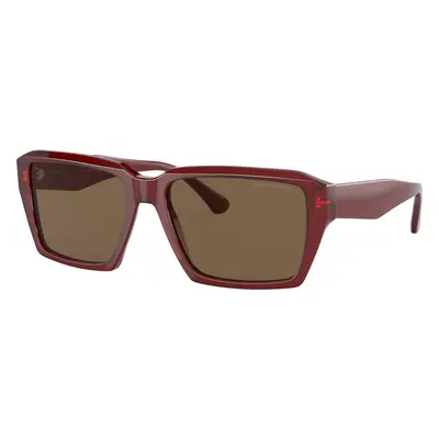 Emporio Armani Man Sunglass EA4186 - Frame color: Shiny Transparent Red, Lens color: Dark Brown