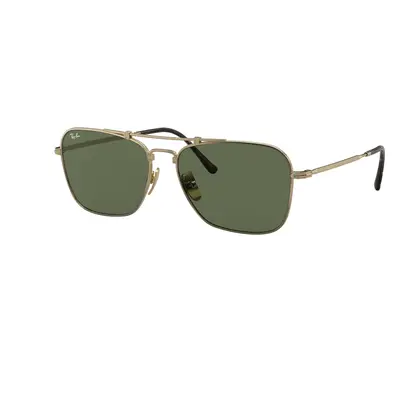 Ray-Ban Unisex Sunglass RB8136 Caravan Titanium - Frame color: Gold, Lens color: Dark Green