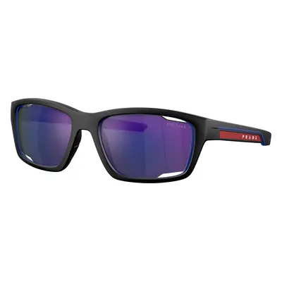 Prada Linea Rossa Man Sunglass PS 04YS - Frame color: Matte Black/Blue, Lens color: Blue Multil