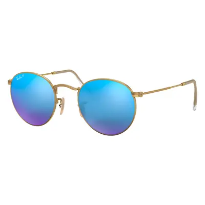 Ray-Ban Man Sunglass RB3447 Round Flash Lenses - Frame color: Gold, Lens color: Blue