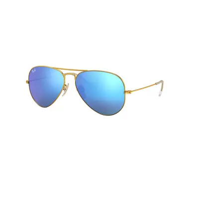 Ray-Ban Unisex Sunglass RB3025 Aviator Flash Lenses - Frame color: Gold, Lens color: Blue Flash