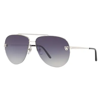 Cartier Woman Sunglass CT0065S - Frame color: Platinum Shiny, Lens color: Gradient Grey