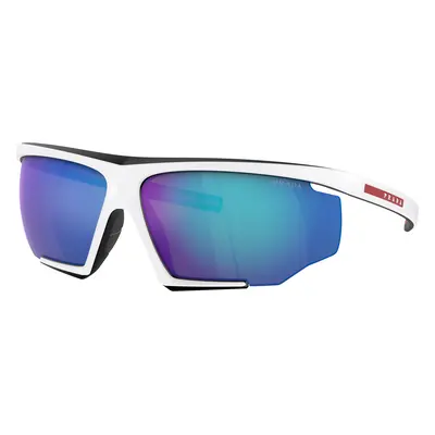 Prada Linea Rossa Man Sunglass PS 07YS - Frame color: White/Black Rubber, Lens color: Blue Mirr