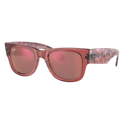 Ray-Ban Unisex Sunglass RB0840S Mega Wayfarer - Frame color: Transparent Pink, Lens color: Red