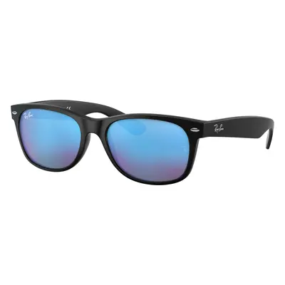 Ray-Ban Unisex Sunglass RB2132 New Wayfarer Flash - Frame color: Rubber Black, Lens color: Blue