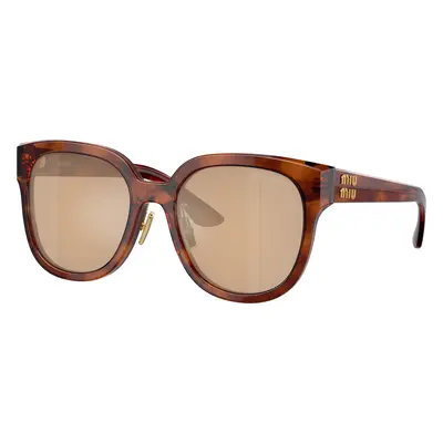 Miu Miu Woman Sunglass MU 01ZS - Frame color: Striped Tobacco, Lens color: Orange Mirror Intern