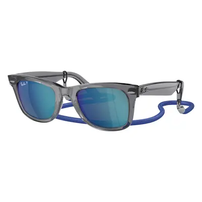 Ray-Ban Unisex Sunglass RB2140 Wayfarer - Frame color: Transparent Grey, Lens color: Grey/Blue