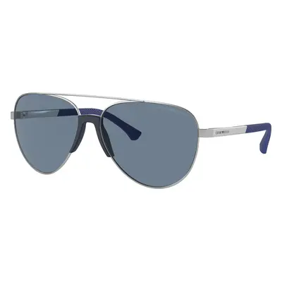 Emporio Armani Man Sunglass EA2059 - Frame color: Matte Silver, Lens color: Dark Blue Polarized